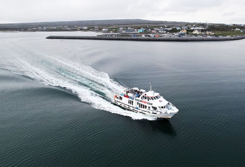 Award-winning Doolin Ferry with Inis Mór, Aran Islands in background